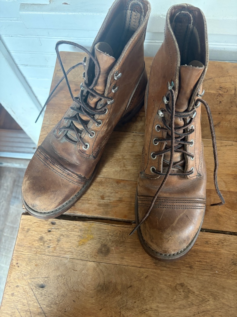 Red Wing Shoes Brown Leather Lace-Up Work Boots